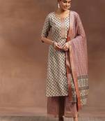 Women floral printed kurta with palazzos & dupatta