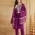 Purple viscose rayon kurta pant set with chanderi jacquard dupatta