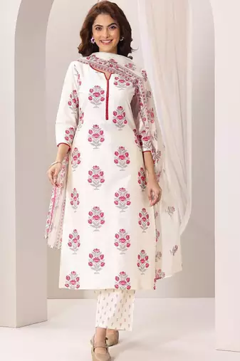 Women floral printed kurta with trousers & dupatta