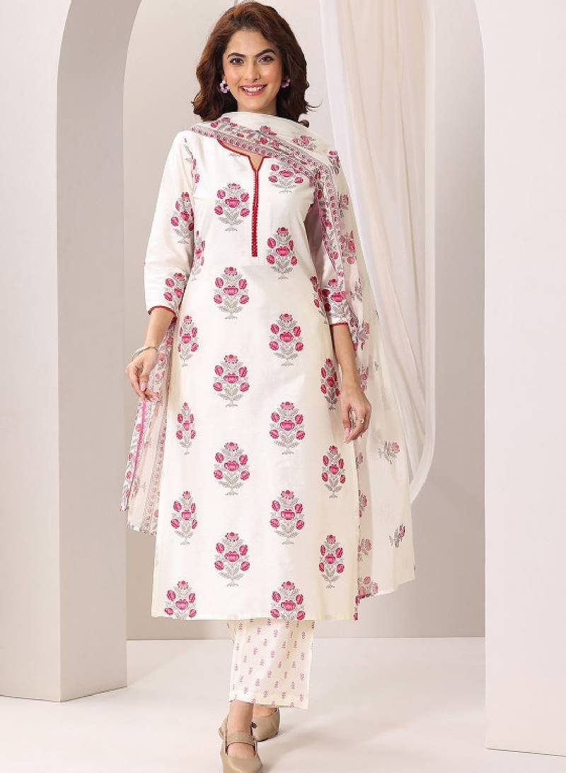 Women floral printed kurta with trousers & dupatta