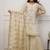 Cream chinon embroidered kurta pant set with jacquard dupatta