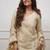 Cream chinon embroidered kurta pant set with jacquard dupatta