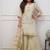 Cream chinon embroidered kurta pant set with jacquard dupatta