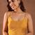 Womens mustard printed rayon anarkali kurta with churidar & dupatta