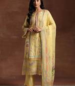 Floral printed notch neck beads and stones straight kurta with palazzos and dupatta