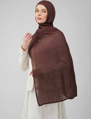 Brown premium modal solid hijab 1
