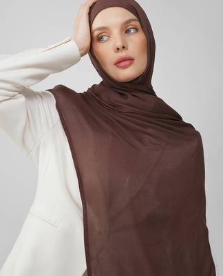 Brown premium modal solid hijab 2