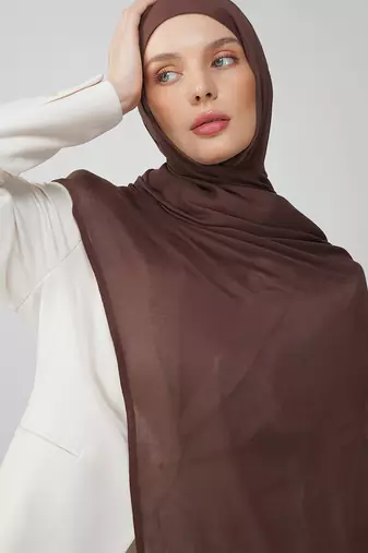 Brown premium modal solid hijab