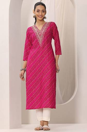 Women bandhani printed sequins indie prints kurta