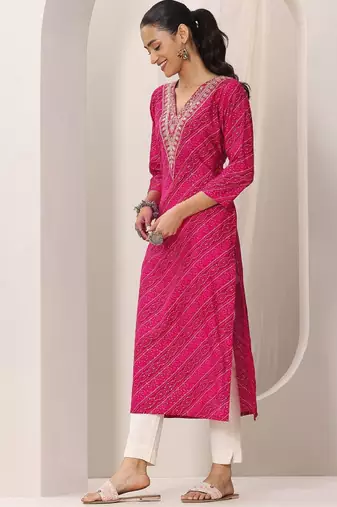 Women bandhani printed sequins indie prints kurta