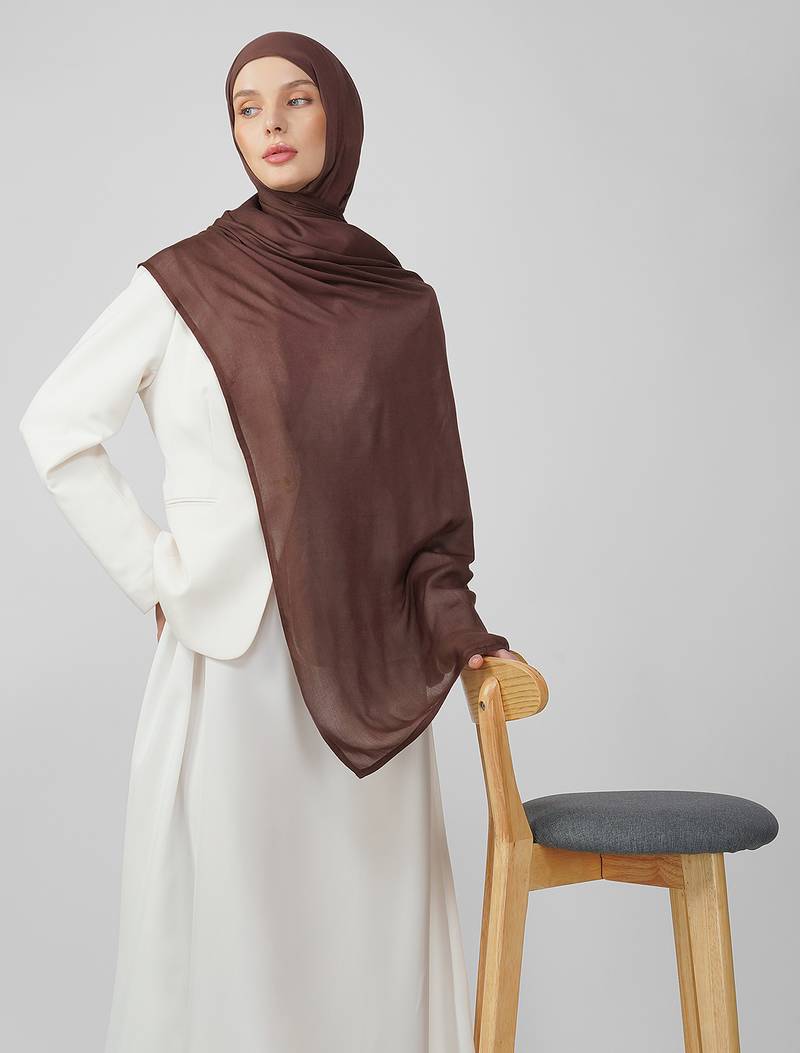Brown premium modal solid hijab