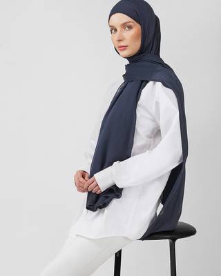 Navy blue premium modal solid hijab 2