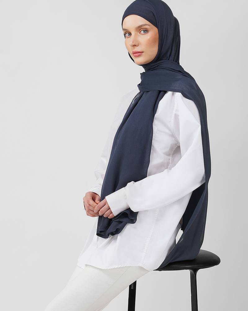 Navy blue premium modal solid hijab