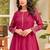 Floral embroidered thread work chanderi cotton a-line kurta with palazzos