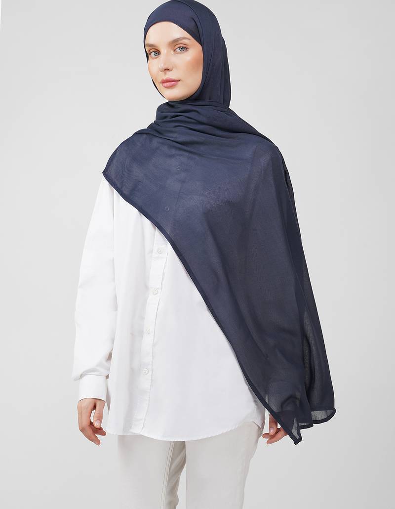 Navy blue premium modal solid hijab