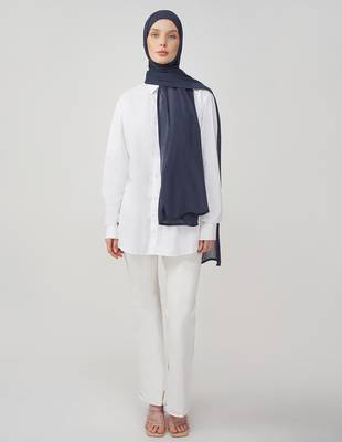 Navy blue premium modal solid hijab 4