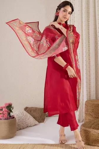Straight kurta with trouser & dupatta
