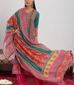 Women ethnic motifs printed kurta with salwar & dupatta