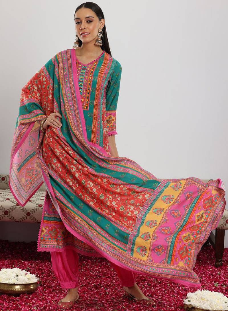 Women ethnic motifs printed kurta with salwar & dupatta