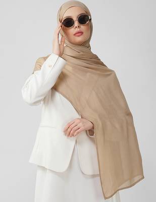 Beige premium modal solid hijab 1