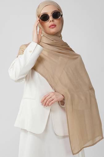 Beige premium modal solid hijab