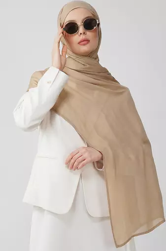 Beige premium modal solid hijab