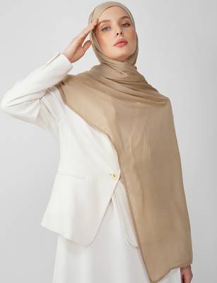 Beige premium modal solid hijab 2