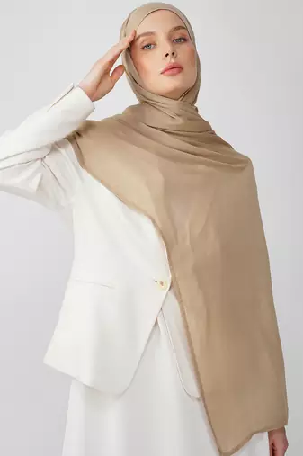Beige premium modal solid hijab