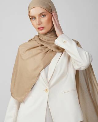 Beige premium modal solid hijab 3