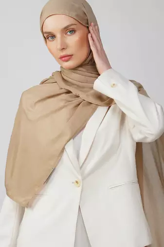 Beige premium modal solid hijab