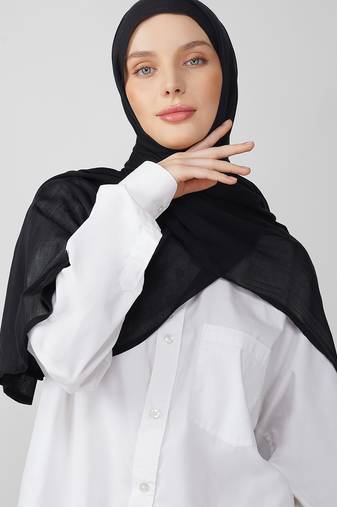 Black premium modal solid hijab