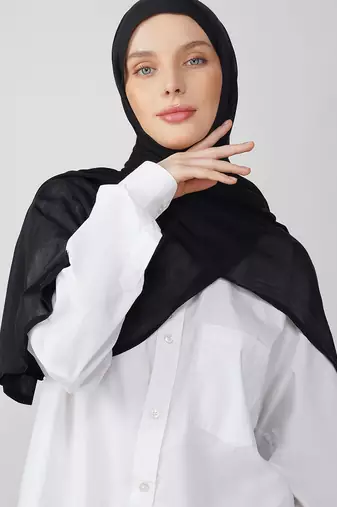 Black premium modal solid hijab
