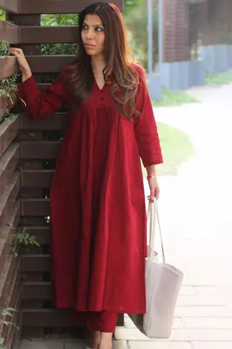 Women regular a-line kurta with trousers