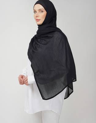 Black premium modal solid hijab 2