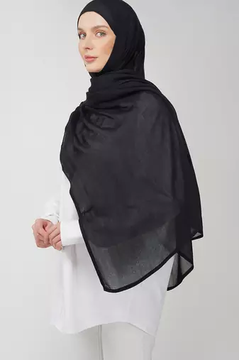 Black premium modal solid hijab