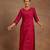 Floral embroidered notch neck chanderi silk straight kurta