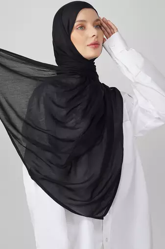 Black premium modal solid hijab