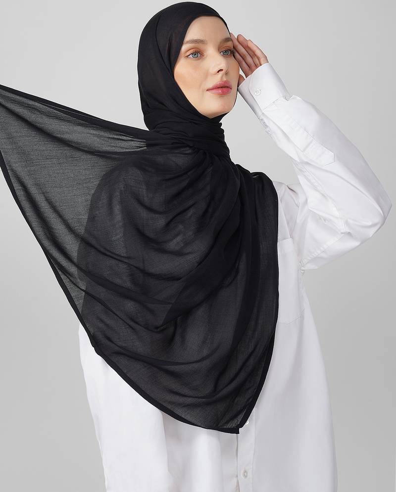 Black premium modal solid hijab