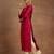 Floral embroidered notch neck chanderi silk straight kurta