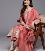 Women ethnic motifs embroidered kurta with trousers & dupatta