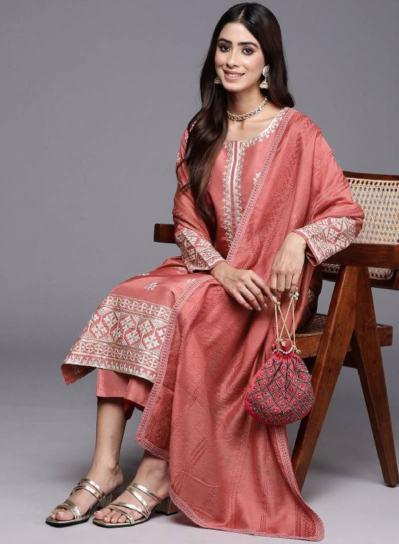 Women ethnic motifs embroidered kurta with trousers & dupatta