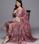 Women floral embroidered kurta with trousers & dupatta
