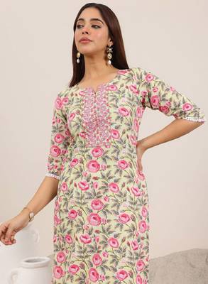 Floral printed round neck straight kurta with trouser 3