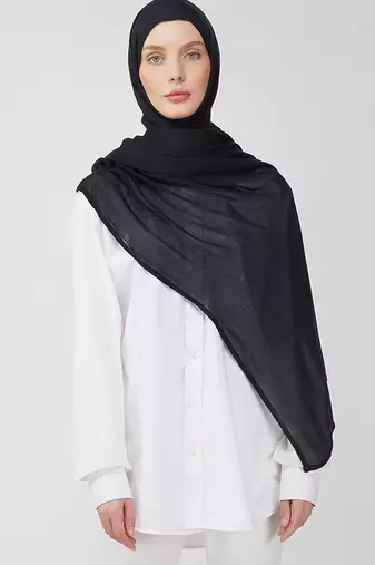 Black premium modal solid hijab