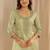 Floral woven design zari straight kurta with trousers and dupatta