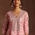 V-neck sequnnied empire a-line kurta with trousers & dupatta