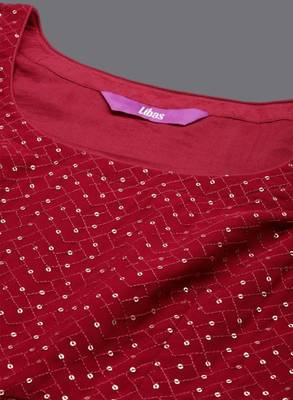 Women ethnic motifs embroidered pleated sequinned kurta with palazzos & with dupatta 3