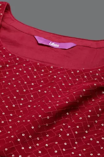 Women ethnic motifs embroidered pleated sequinned kurta with palazzos & with dupatta