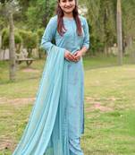 Women ethnic motifs embroidered kurta with palazzo & dupatta