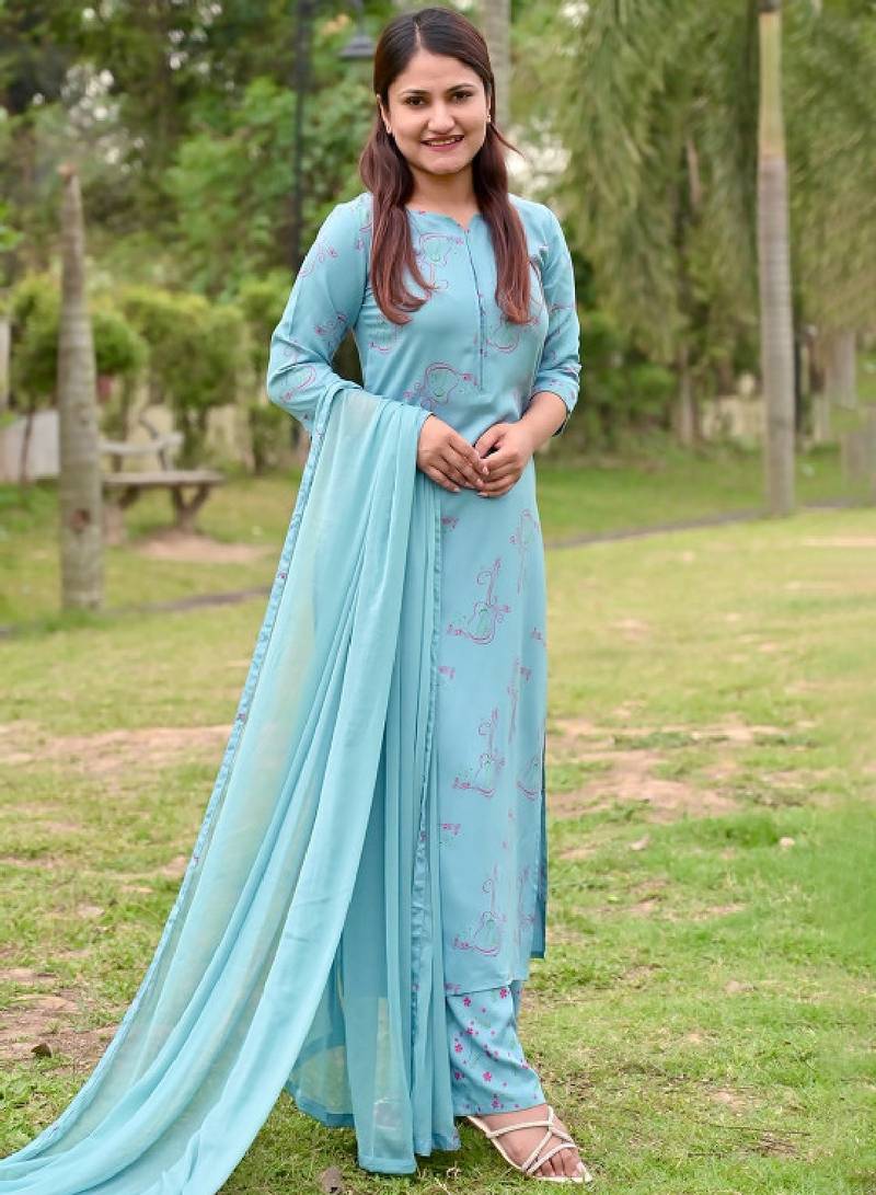 Women ethnic motifs embroidered kurta with palazzo & dupatta